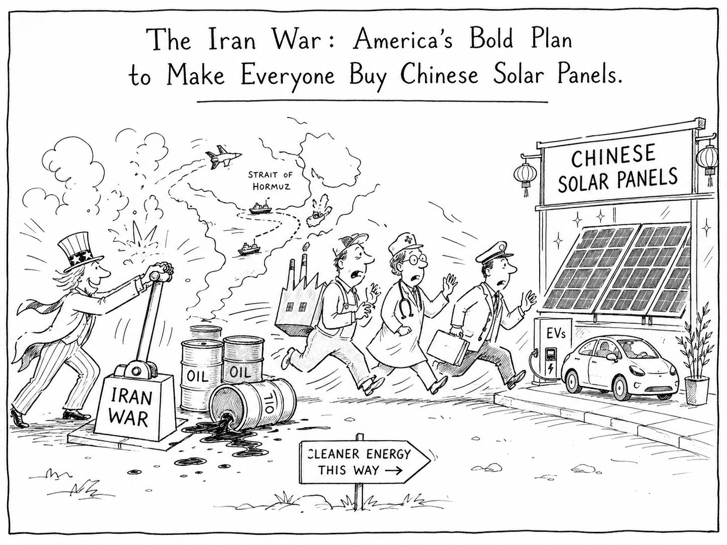 The Iran War: MAGA’s Bold Plan to Make Everyone Buy Chinese Solar Panels